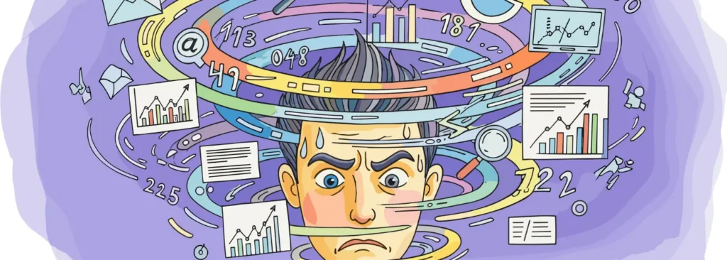 Illustration representing decision-maker overload from competing business messages and the importance of Sales Differentiation Messaging